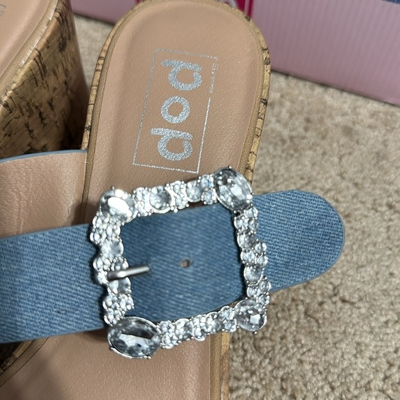 POP Sharice Light Blue Wedge Sandals 9.5 New - Picture 3 of 6